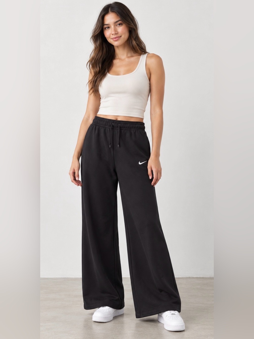 Nike Sportswear Knit Palazzo Wide Leg Sweatpants Black M NWT